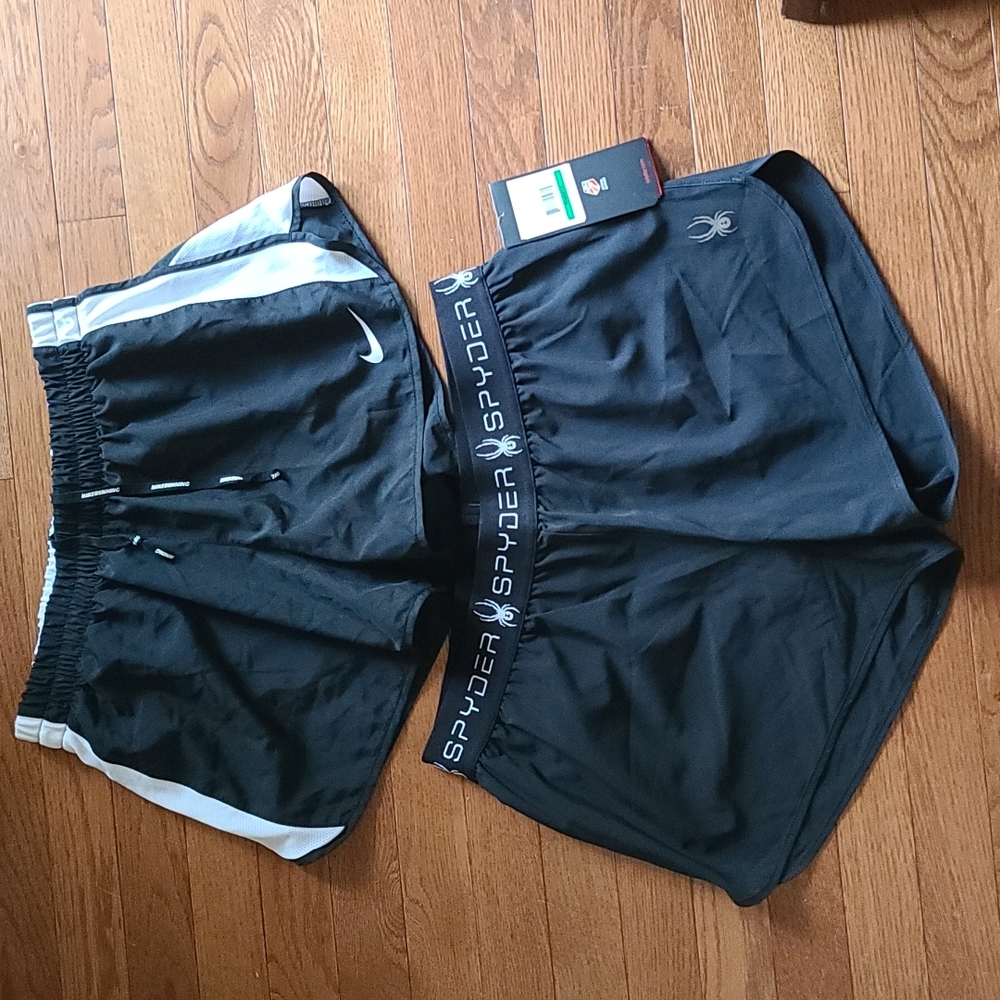 New women's Spyder & Nike dri-fit running shorts sz L large lot